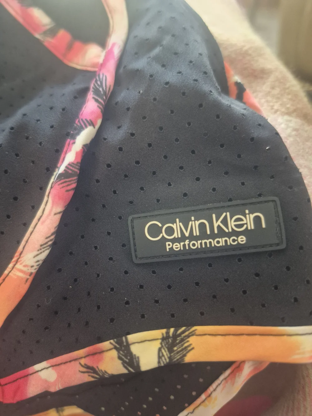 Calvin Klein Performance Black Athletic Shorts with Pink & Orange Trim